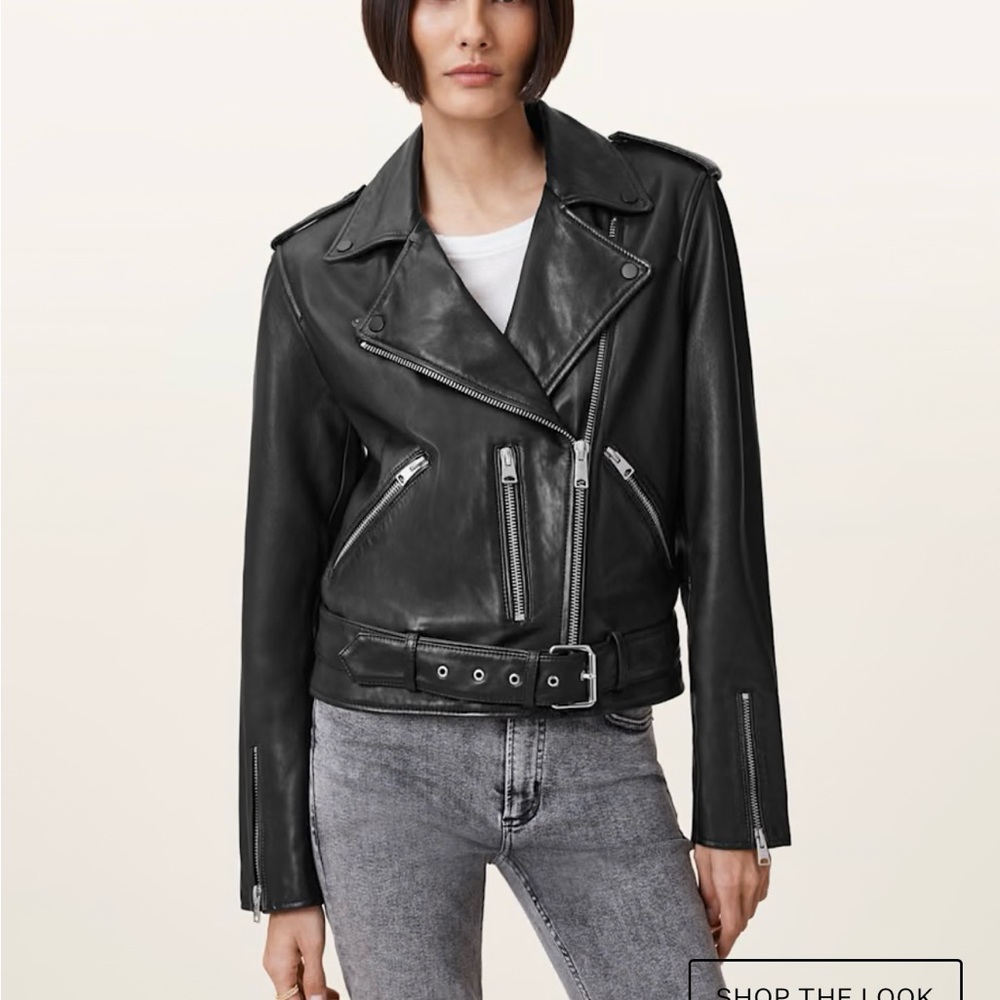ALLSAINTS BALFERN LEATHER BIKER JACKET SIZE 10 - Picture 3 of 12